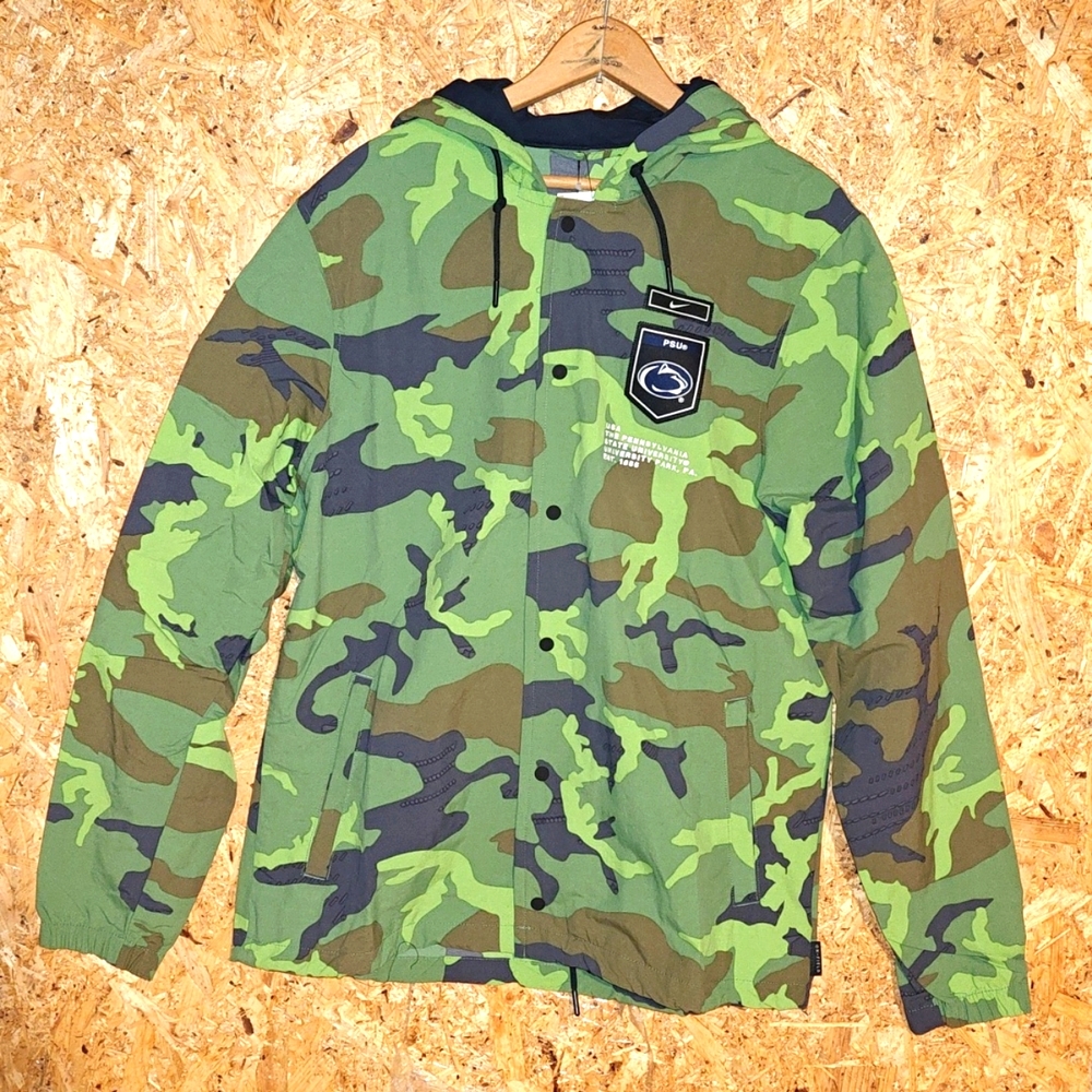Nike Men's Penn State camo hooded windbreaker jacket Official On Field Apparel